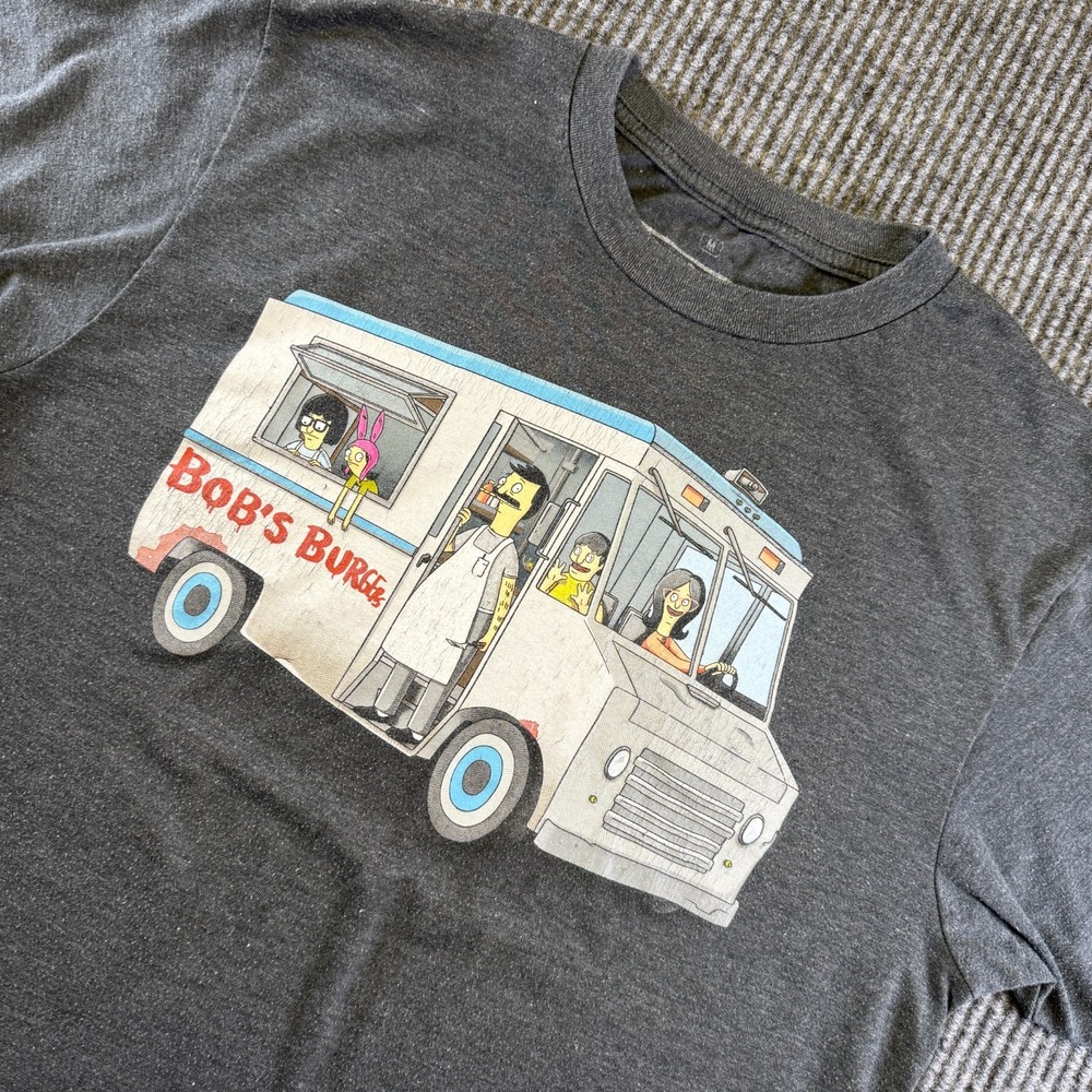 Bob's Burgers Food Truck Graphic T Shirt Men's Size M Dark‎ Gray